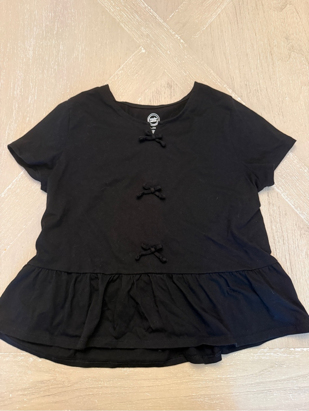 wonder nation Black Peplum Top with Front Bows